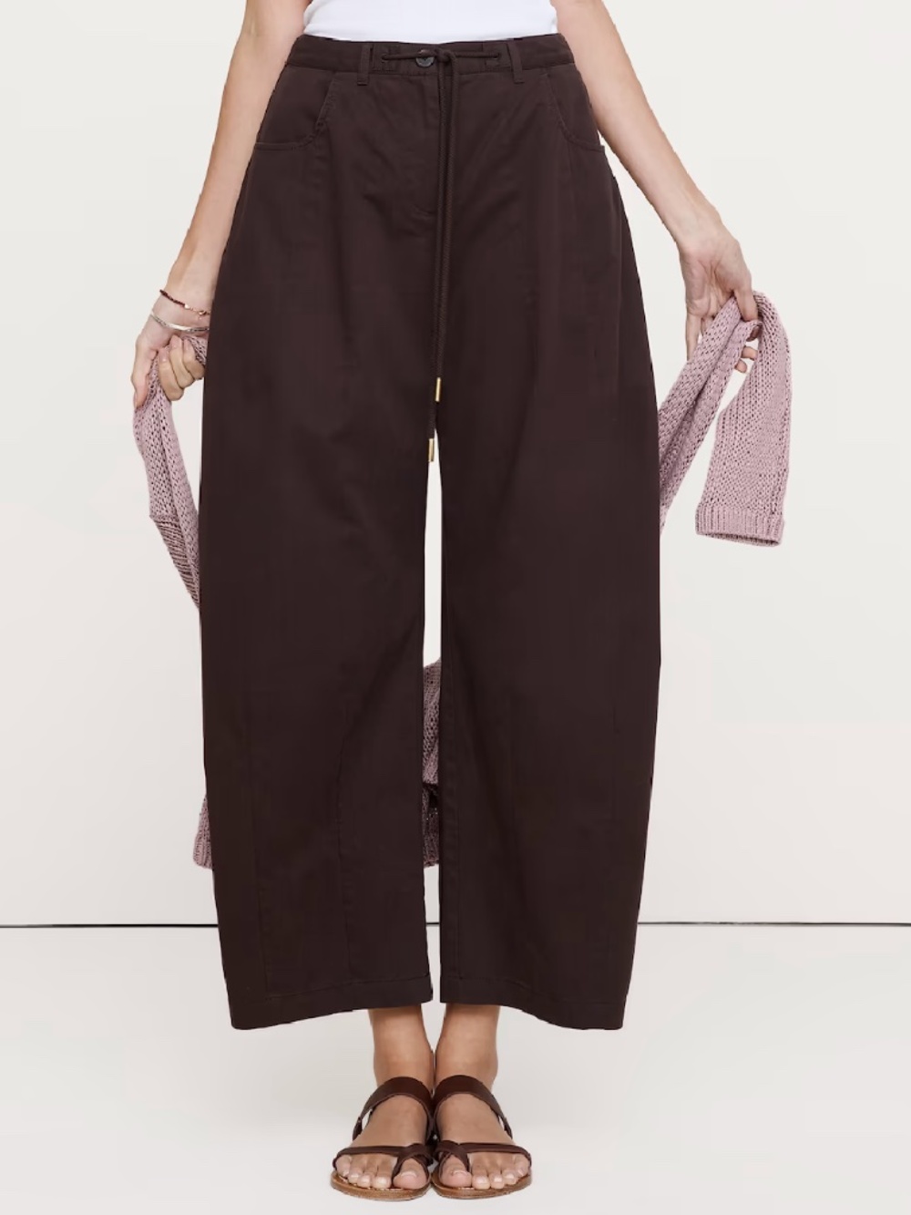 MID-RISE BARREL COTTON POPLIN PANT
